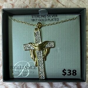 Gold and Silver Cross Pendant Necklace